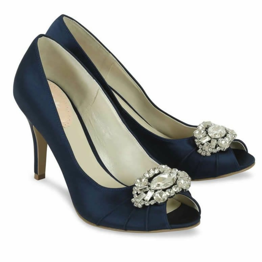 *BRAND NEW** Navy blue satin evening heels